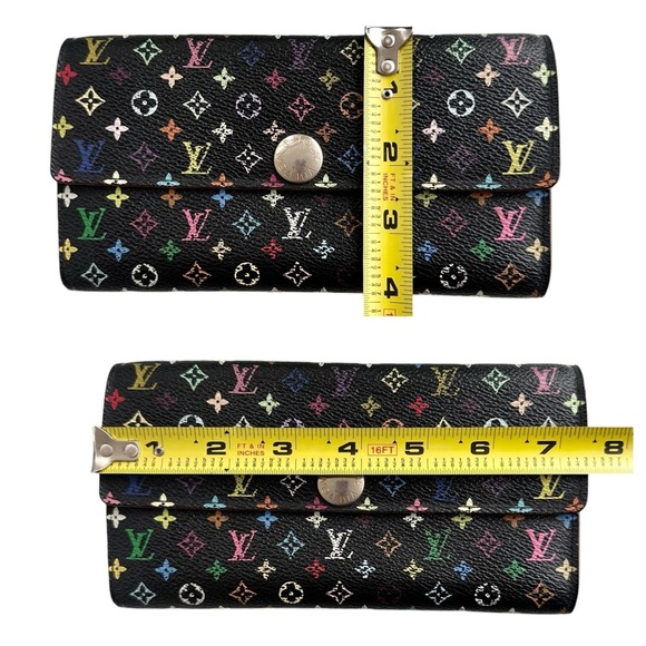 Authentic Louis Vuitton Murakami Multicolor Rainbow & Black Sarah Long Wallet - Picture 11 of 14